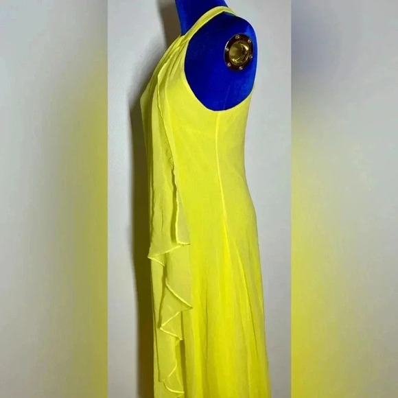 Meghan LA | Aphrodite Halter Maxi Dress | Chiffon Vivid Yellow | Women’s S - Picture 5 of 10